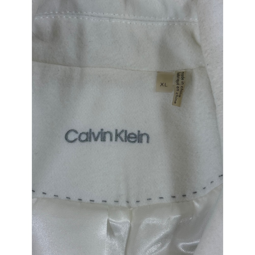 Calvin Klein Coat Women's XL White Belted Double Breasted Classic Quite Luxury - Picture 4 of 13